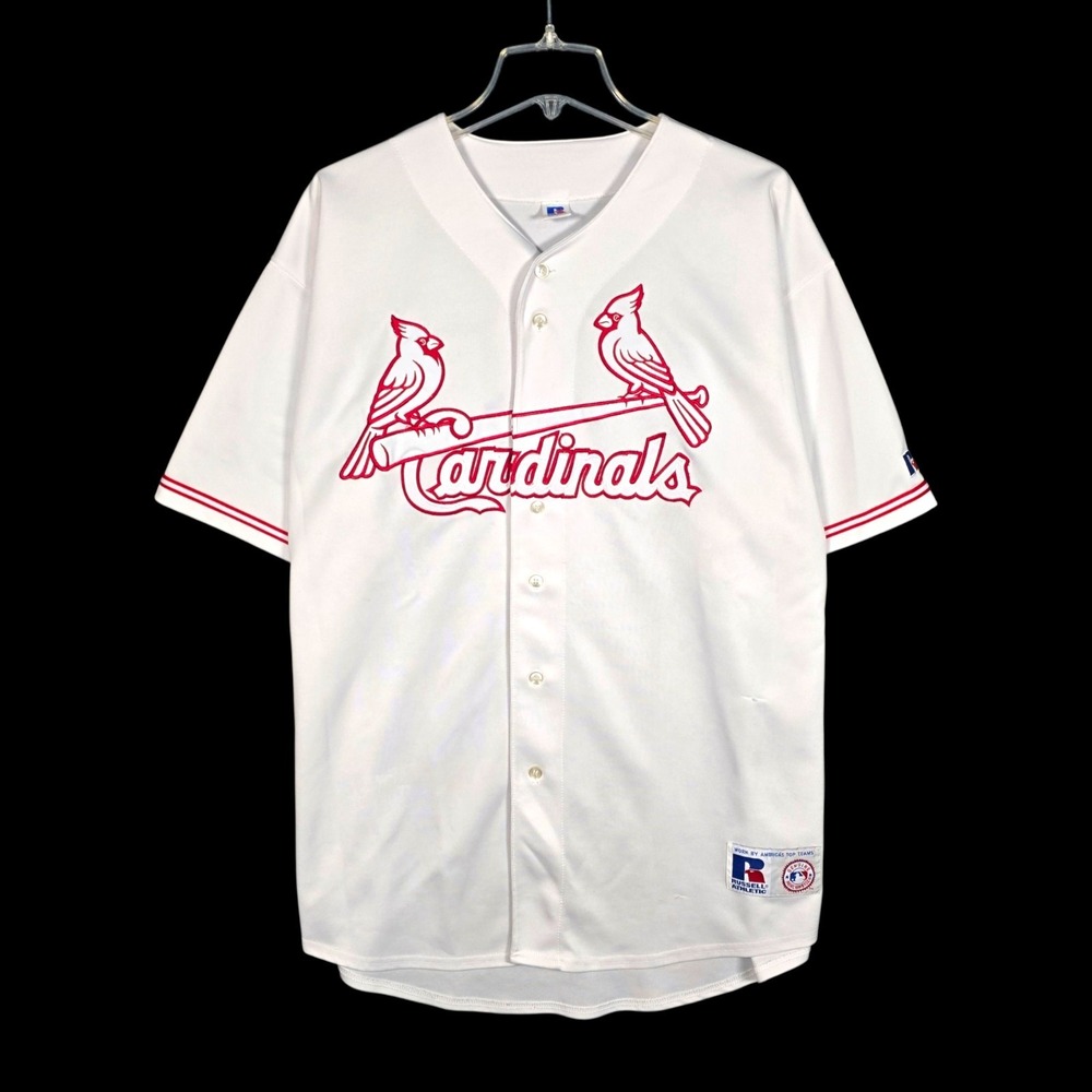 Vintage 90s St Louis Cardinals Jersey Mens XXL White Blank Russell Athletic MLB